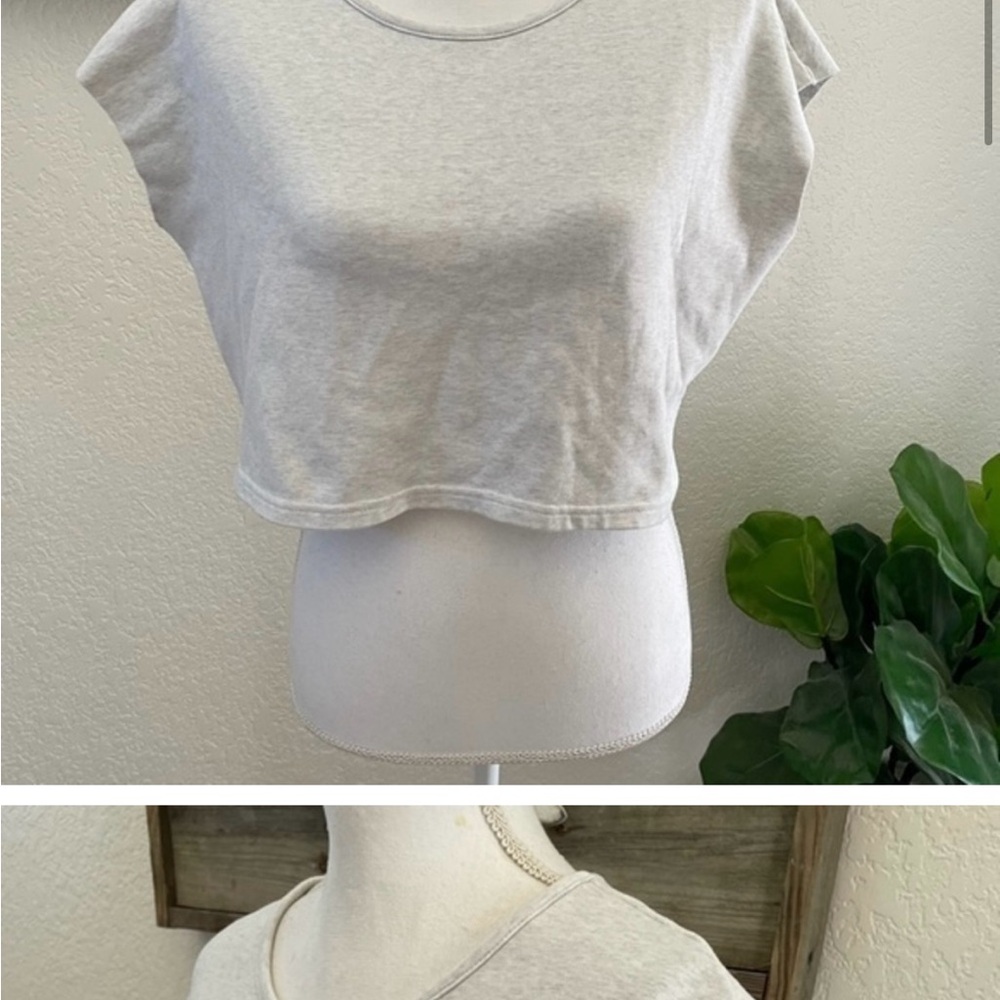 P’tula cropped cut off gray sweatshirt gym top XS‎